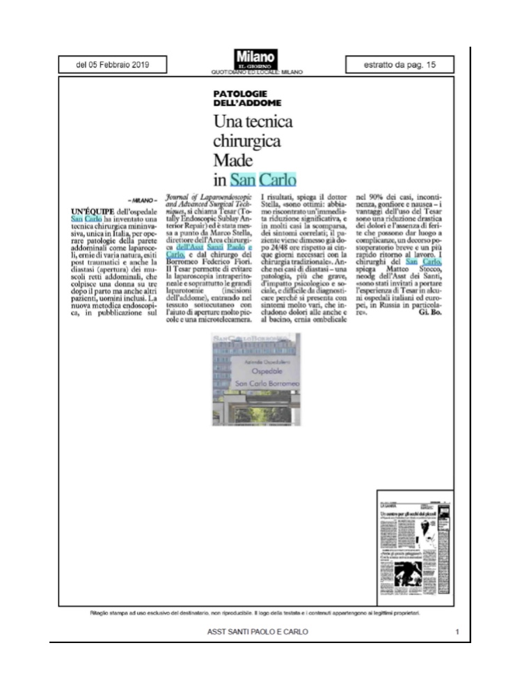 PATOLOGIE DELL'ADDOME. UNA TECNICA CHIRURGICA MADE IN SAN CARLO